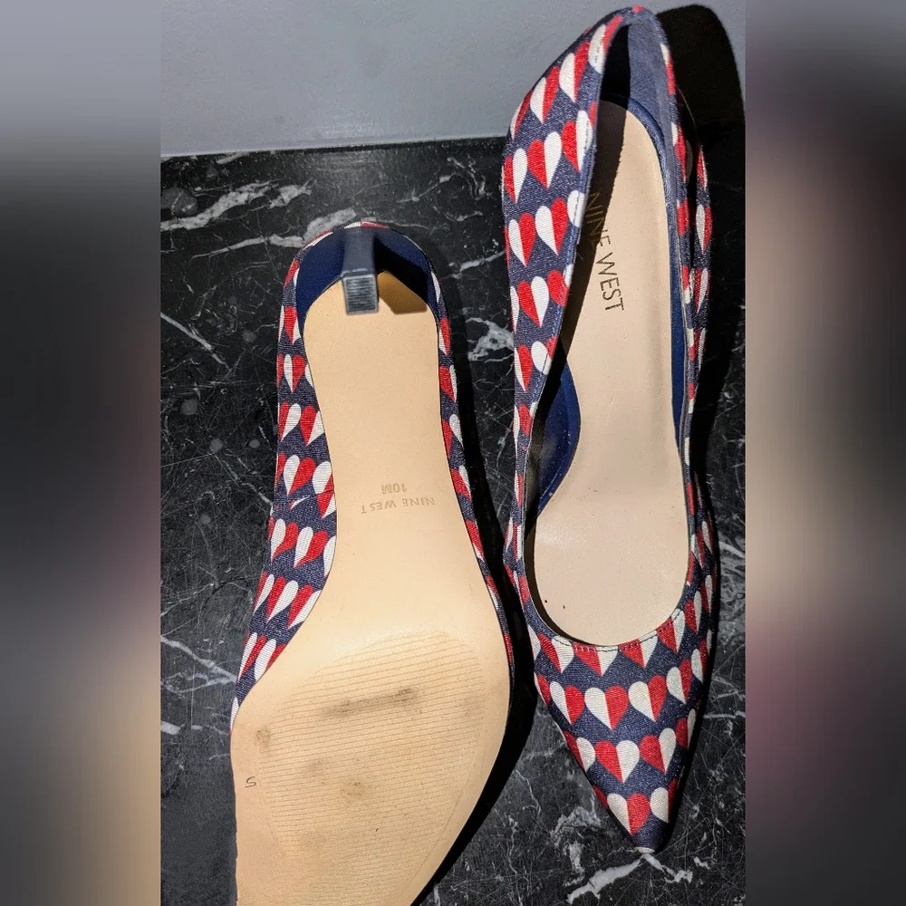 Nine West Stylish Women's Heels in Red and Blue Size 10M - Picture 5 of 11